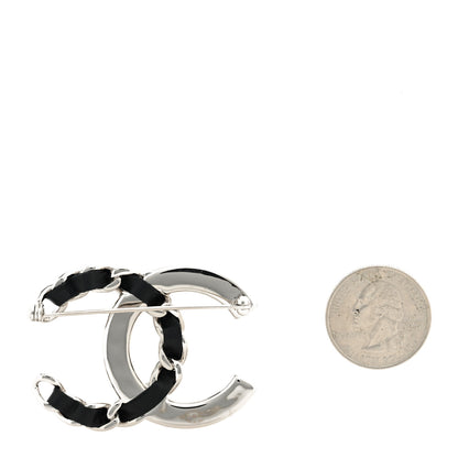 Chanel Lambskin Baguette Crystal CC Brooch Black Silver 2 of 3