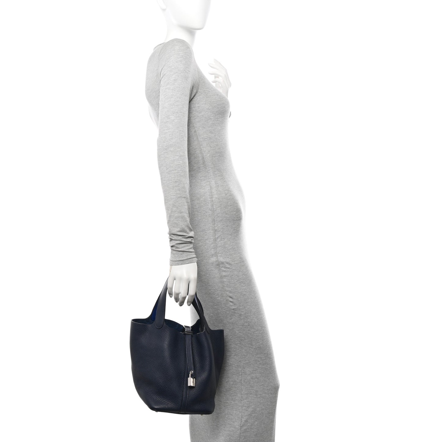 Taurillon Clemence Swift Eclat Picotin Lock 22 MM Bleu Nuit Bleu Electrique