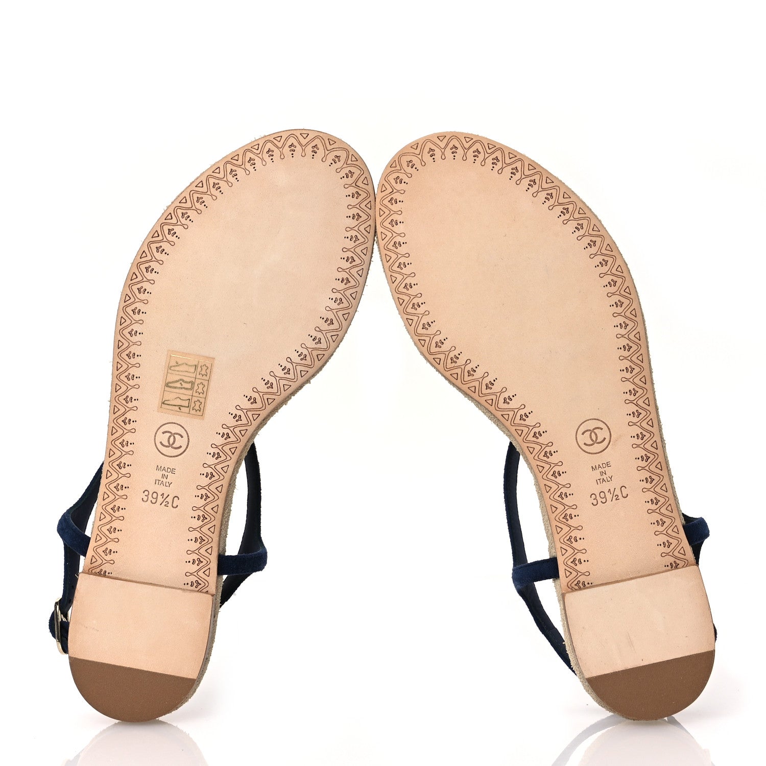 Chanel Suede Crystal CC Thong Sandals 39.5 Navy 7 of 13