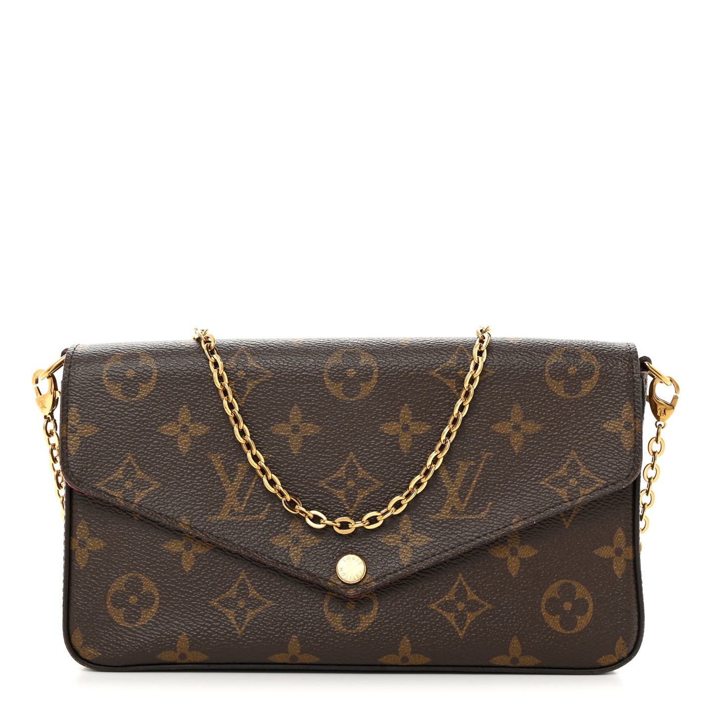 LOUIS VUITTON Monogram Pochette Felicie Chain Wallet Fuchsia