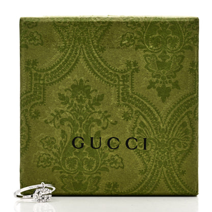 Gucci 18K White Gold Diamond Running G Charm Ring 54 6.75 7 of 7