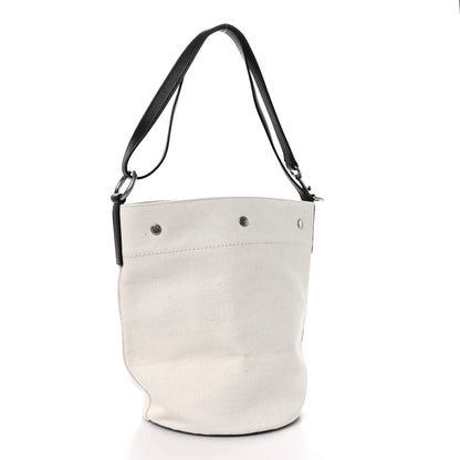 Saint Laurent Linen Calfskin Rive Gauche Bucket Bag Greggio Natural 4 of 10