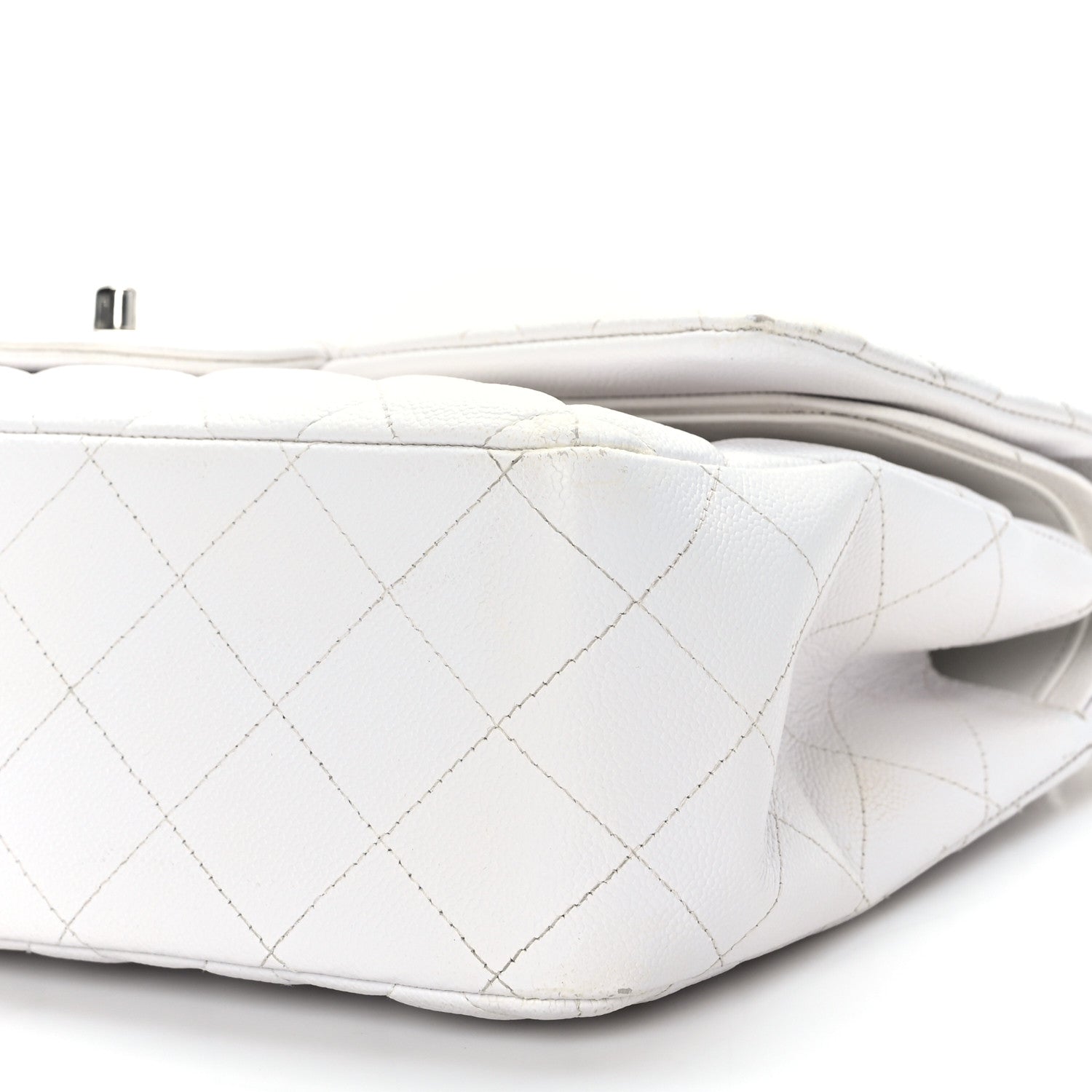 Chanel Caviar Quilted Jumbo Double Flap White 9 of 11