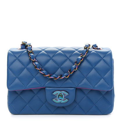 Chanel Lambskin Quilted Mini Rectangular Flap Blue Purple 1 of 9