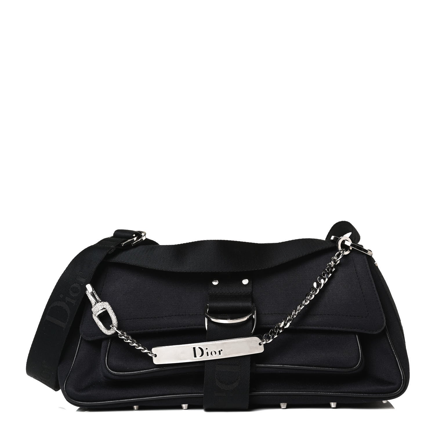 Christian Dior Silk Jersey Crystal Hardcore Clutch Black 1 of 17