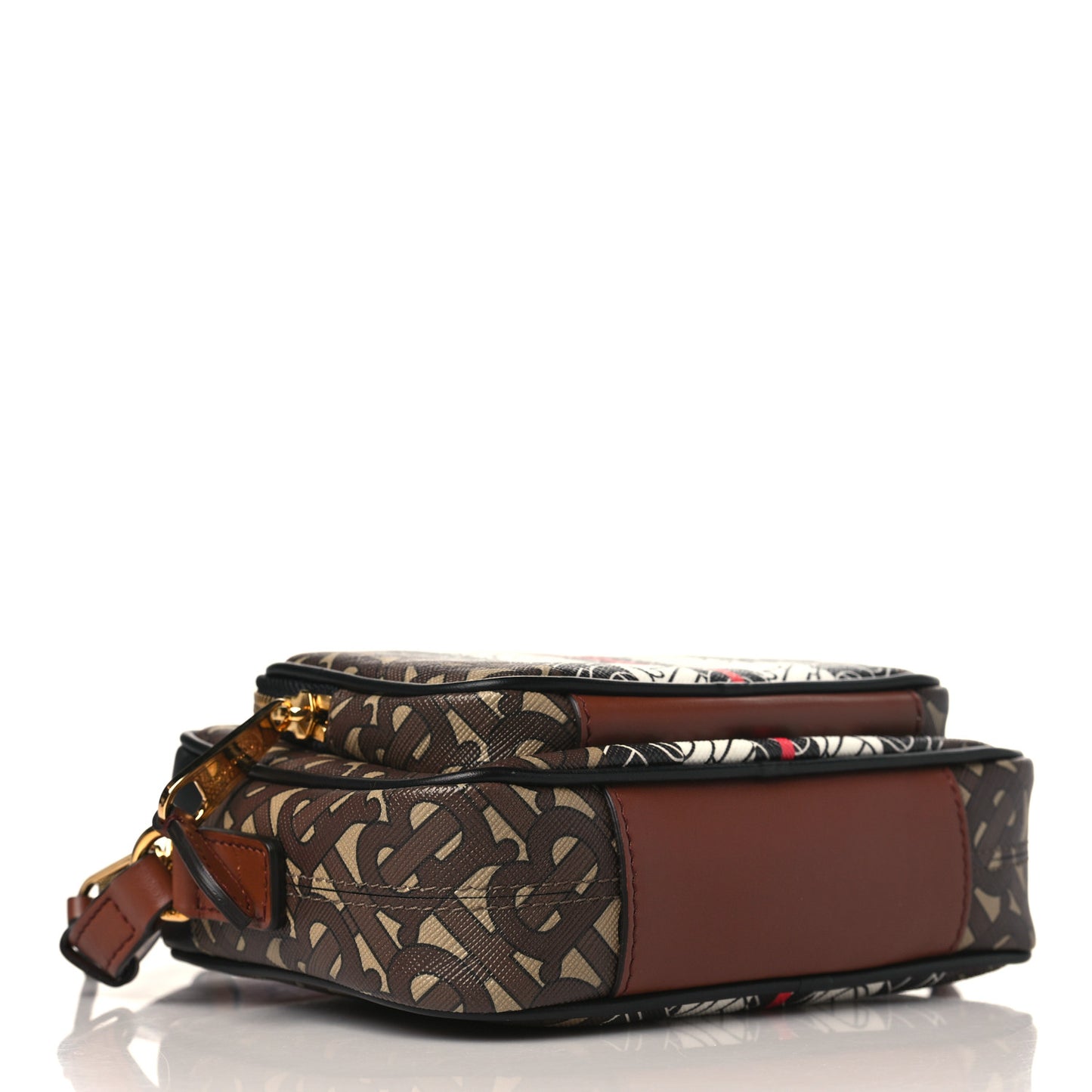 E-Canvas Monogram Stripe Camera Bag Bridle Brown