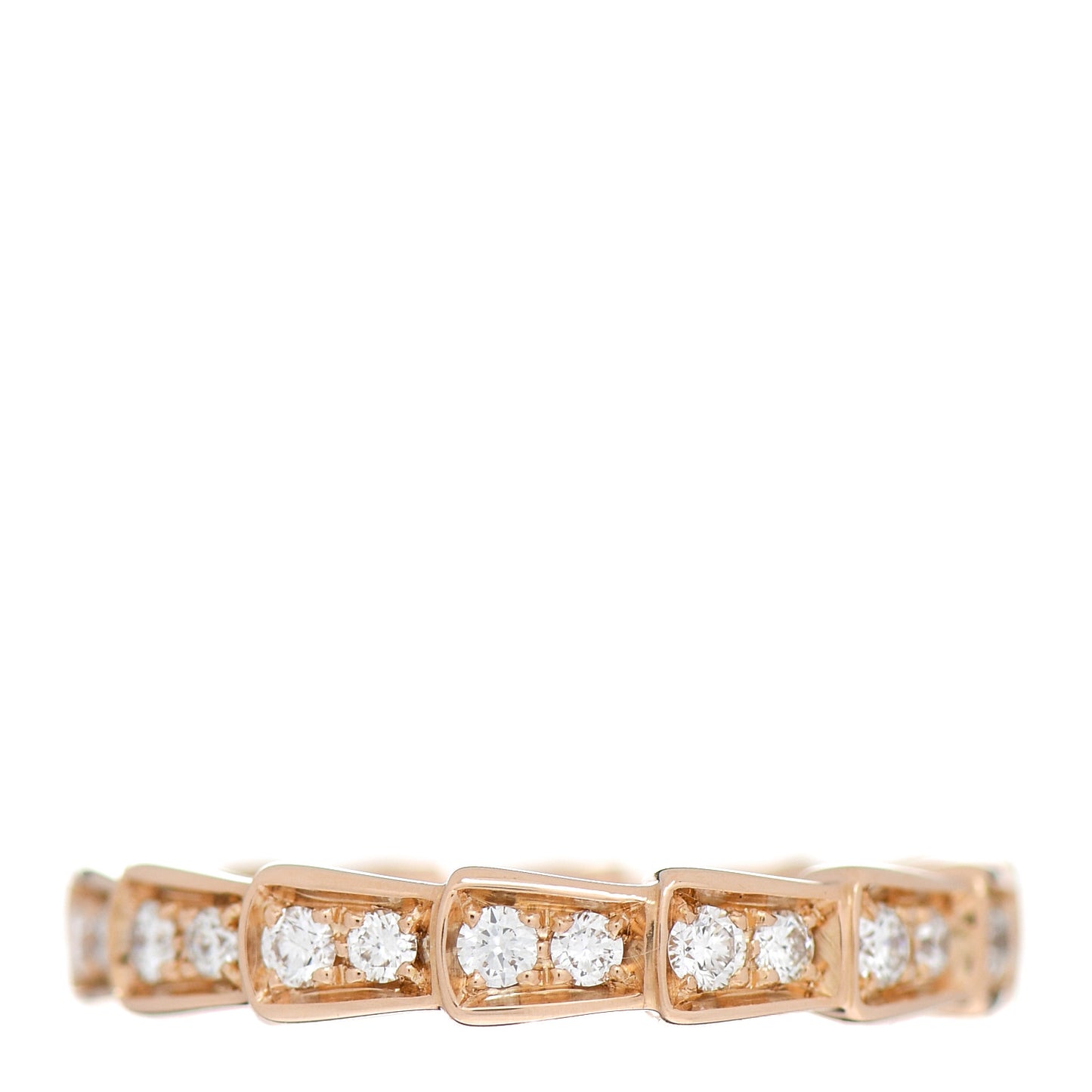 18K Rose Gold Diamond Serpenti Pave Band Ring 51 5.75