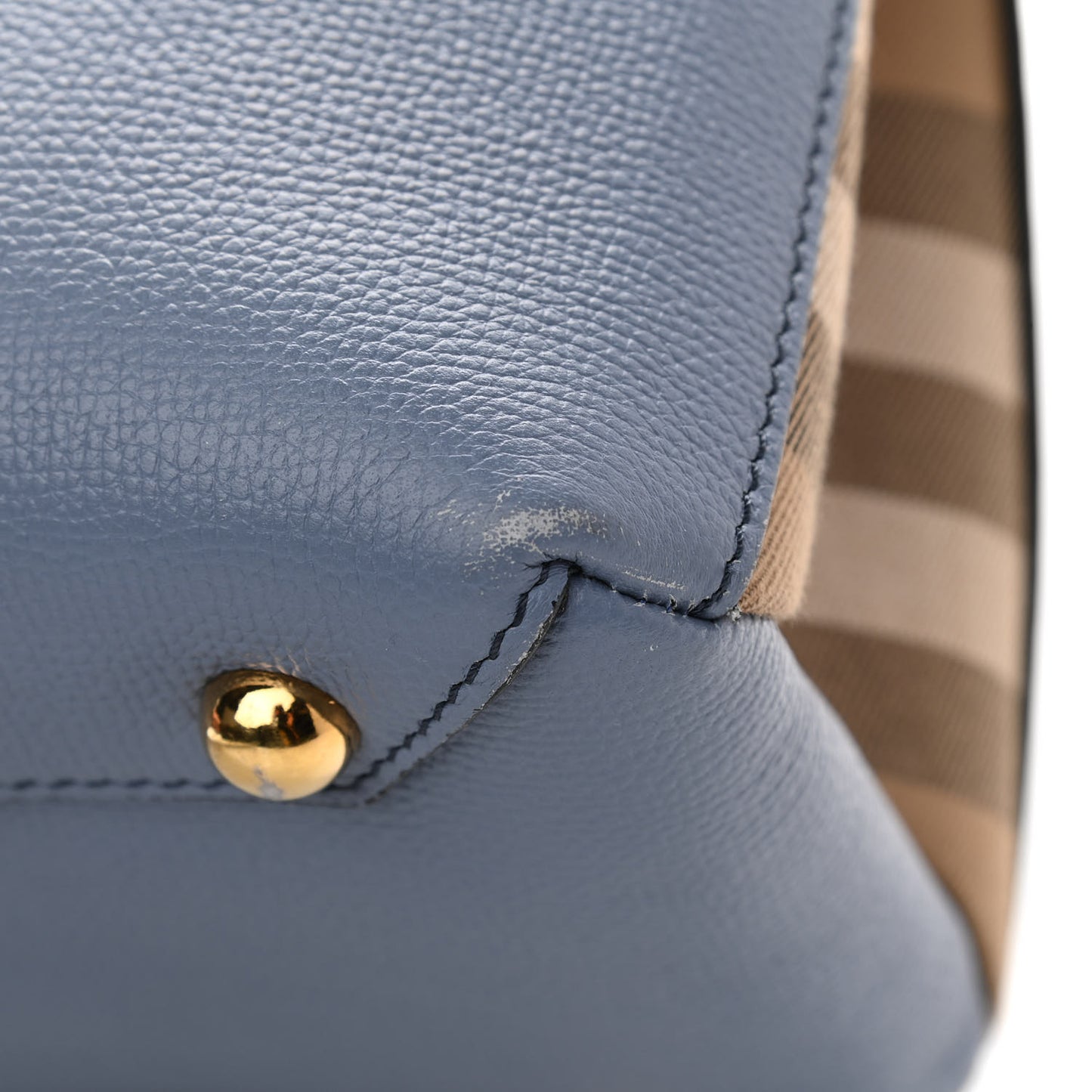 Derby Calfskin House Check Medium Banner Tote Slate Blue