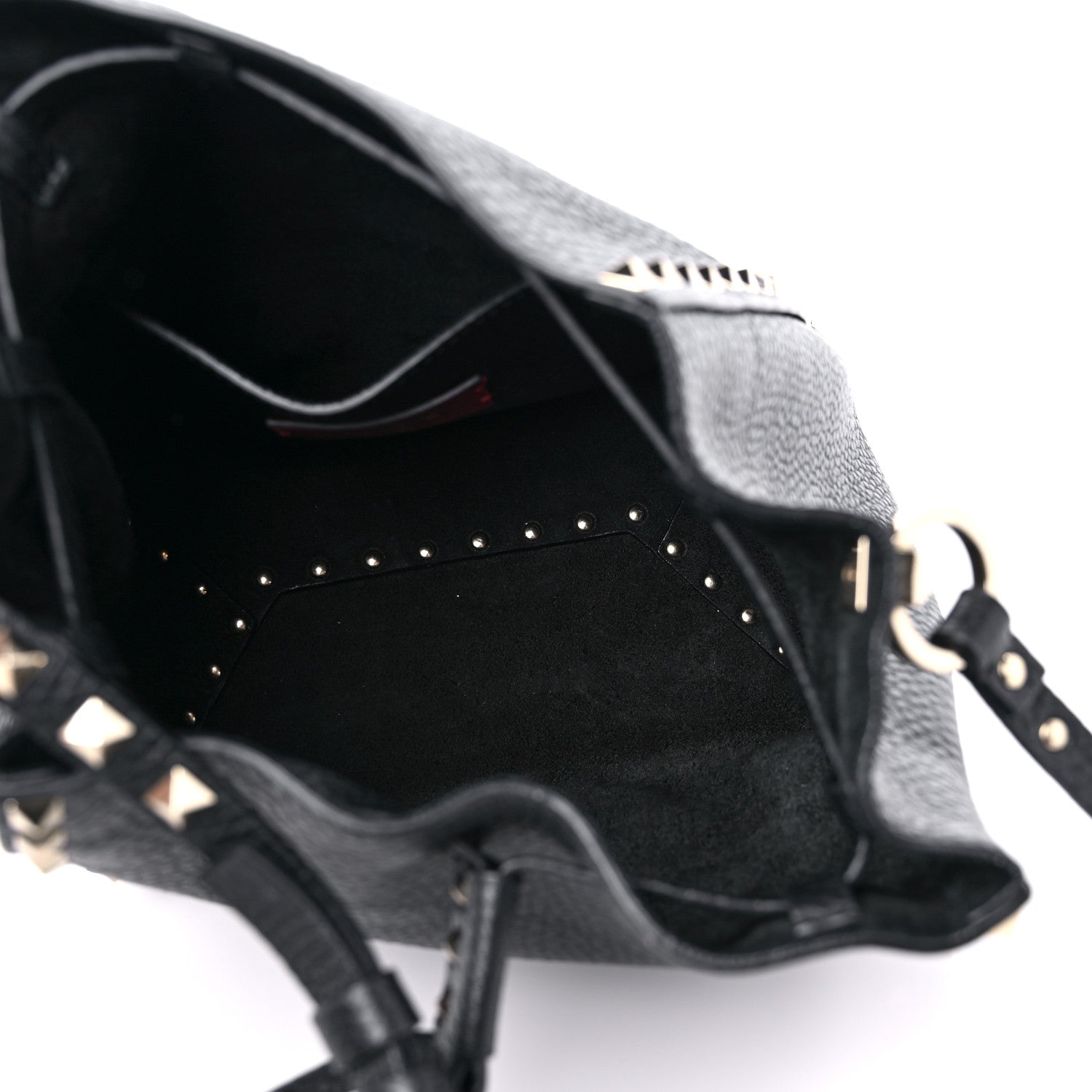 Valentino Garavani Grained Calfskin Small Rockstud Bucket Bag Black 5 of 11