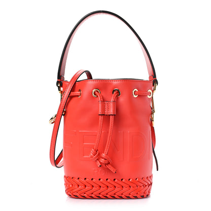Fendi Vitello King Ceylon Logo Embossed Woven Mini Mon Tresor Bucket Bag Tulipano 1 of 8