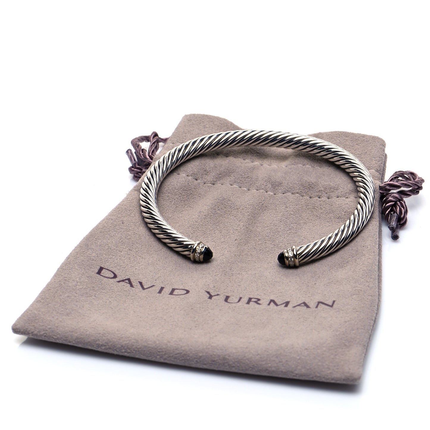 Sterling Silver Diamond Black Onyx 5mm Cable Classics Bracelet