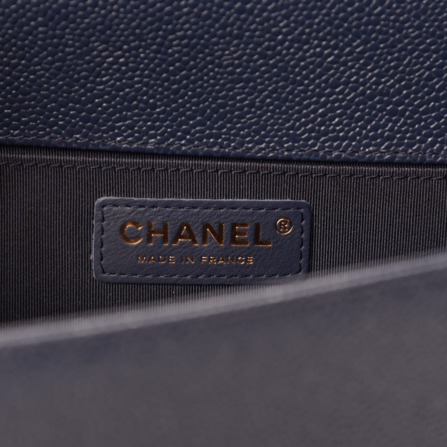 Caviar Quilted Medium Boy Flap Dark Blue