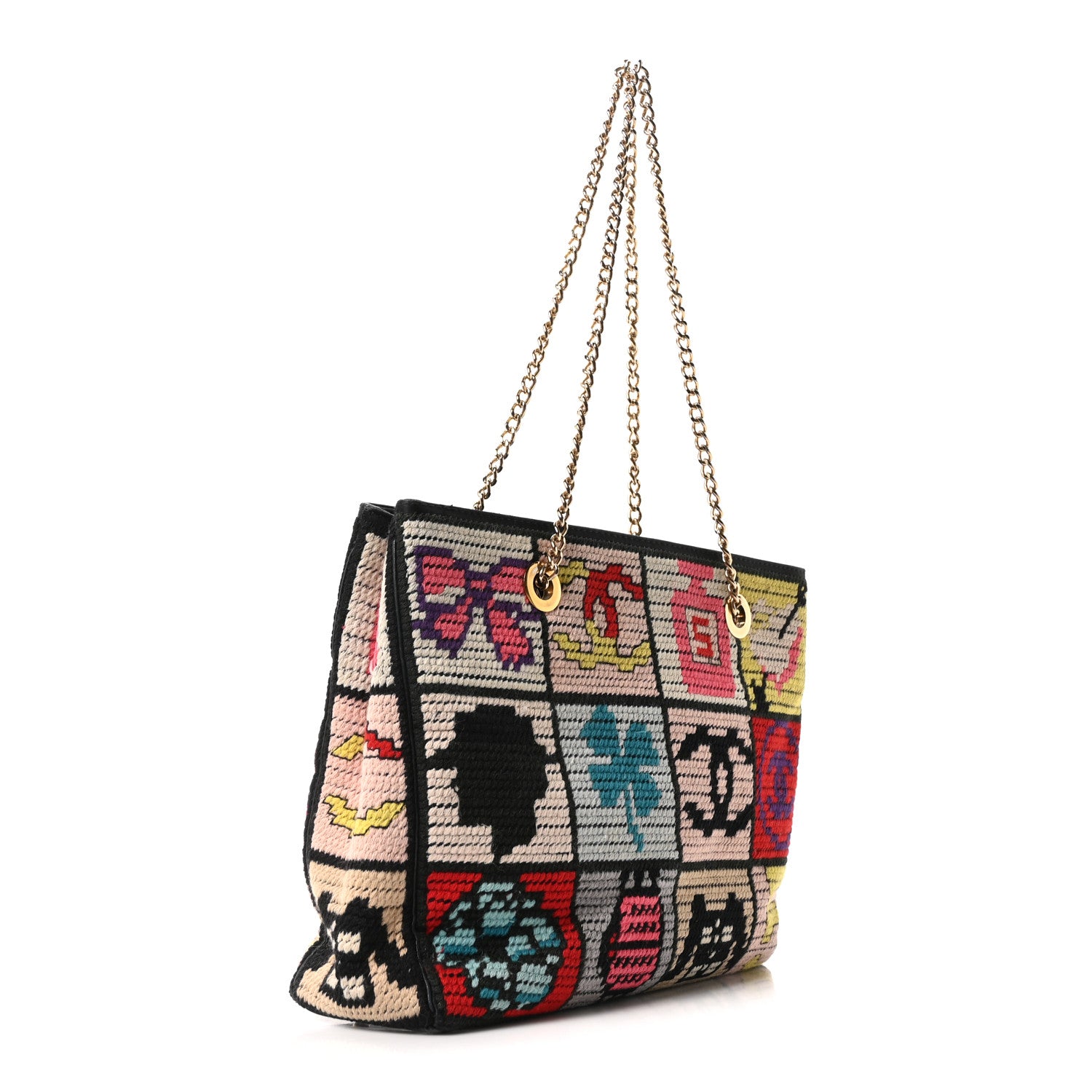 Chanel Needlepoint Precious Symbols Shoulder Bag Black 3 of 10