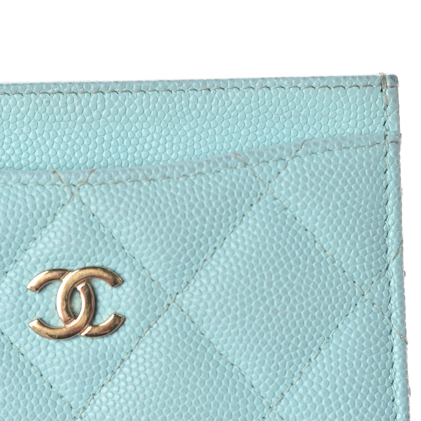 Caviar Quilted Card Holder Light Blue