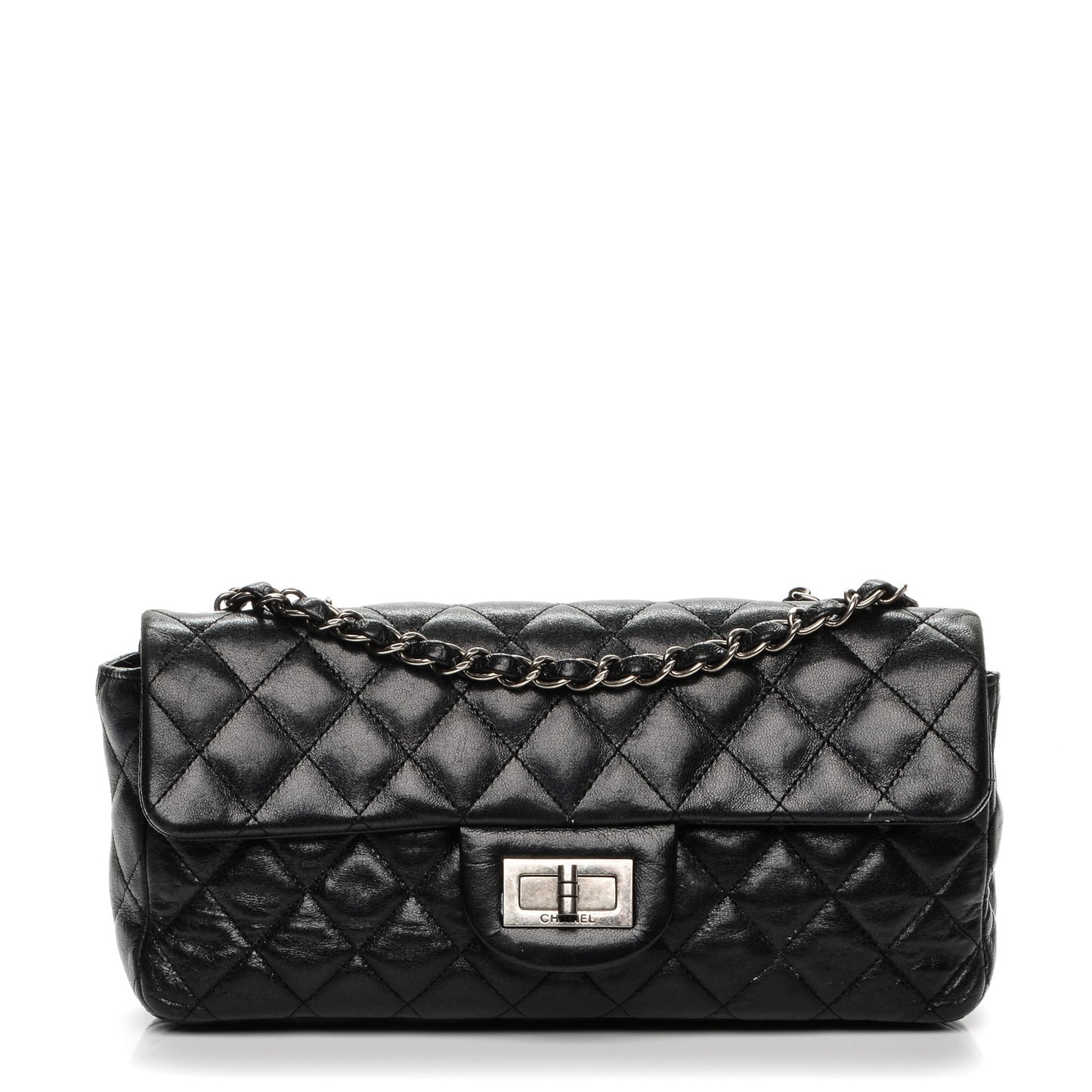 Calfskin Quilted Hybrid Reissue East West Flap Black
