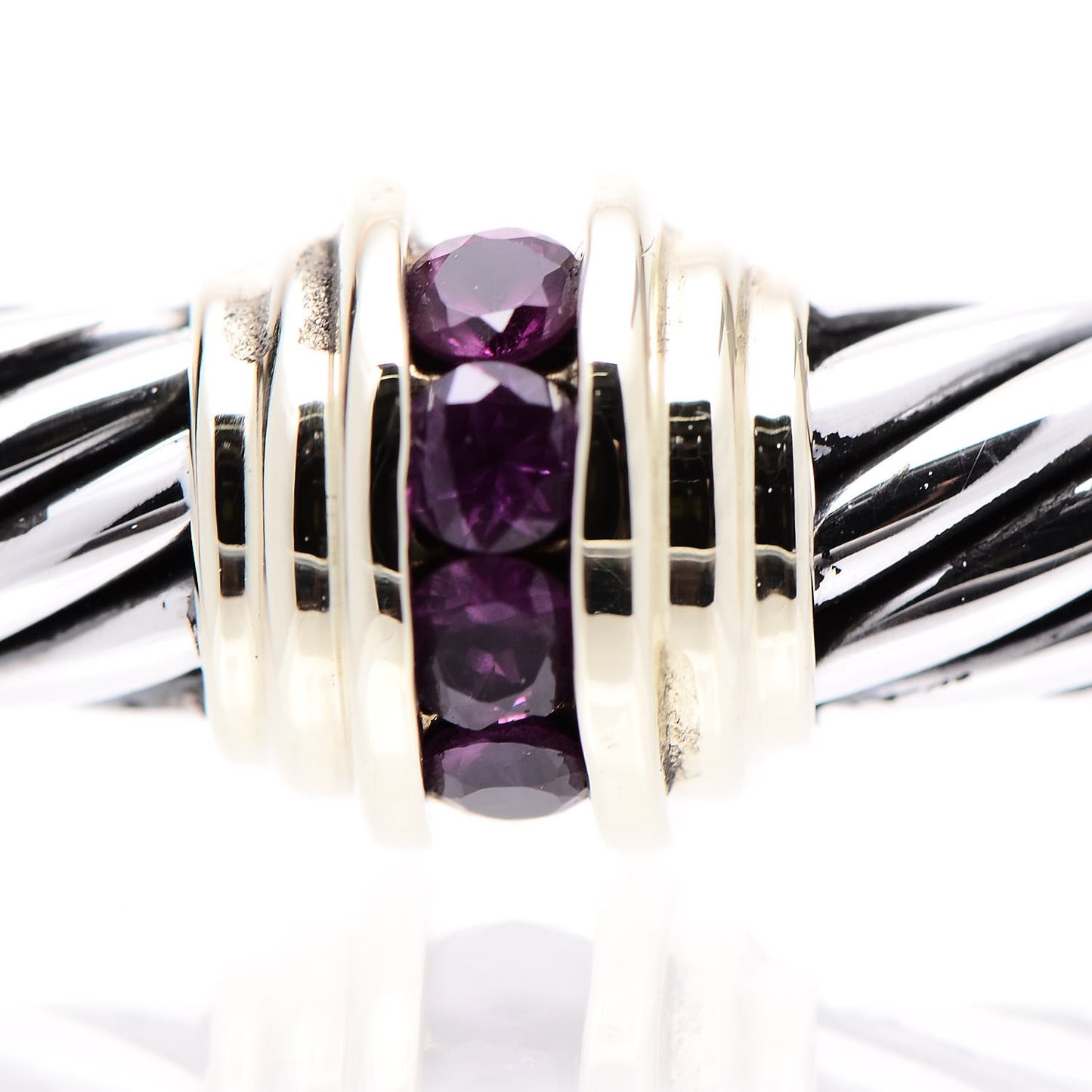 Sterling Silver 14K Yellow Gold Ruby 5mm Cable Classics Single Station Bracelet