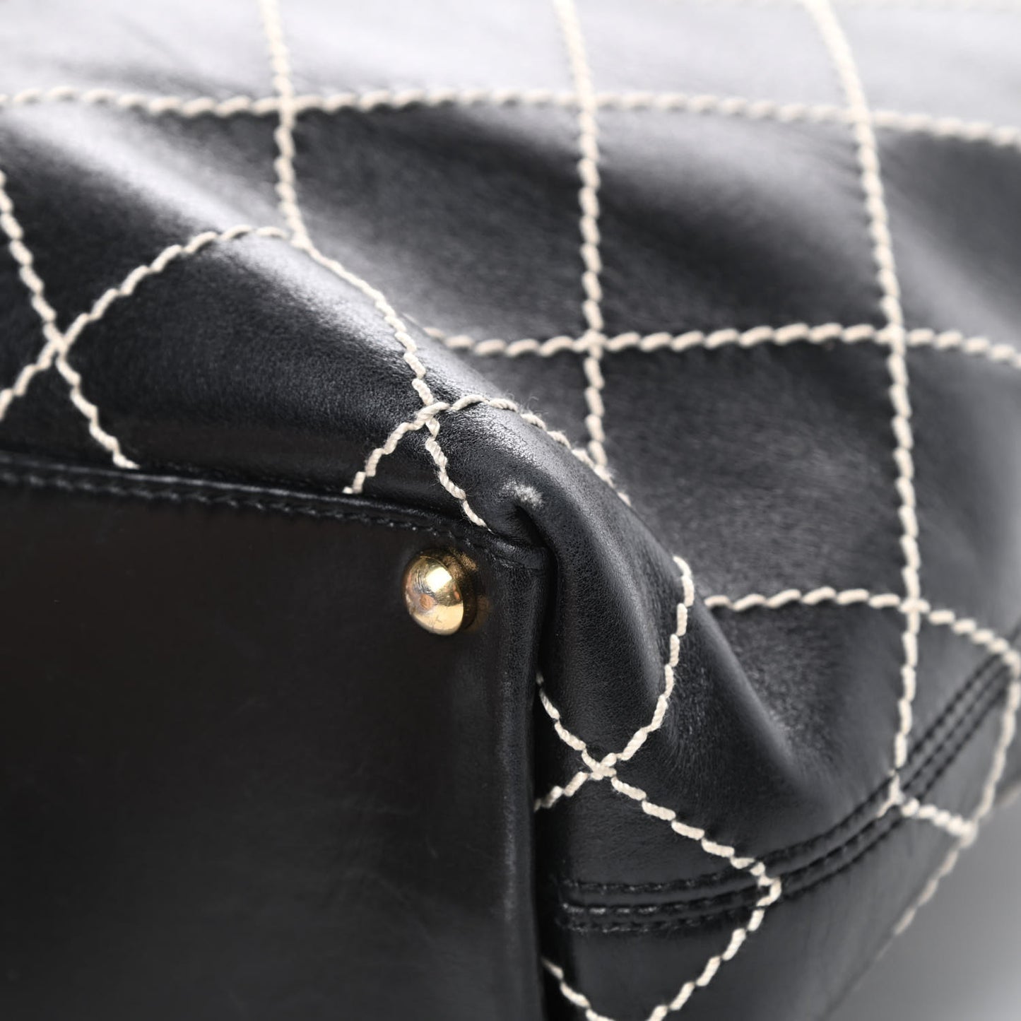Calfskin Wild Stitch Large Tote Black