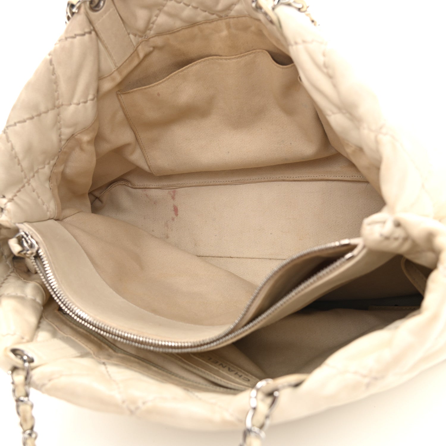 Chanel Calfskin Contrast Stitch Tote Beige 4 of 17