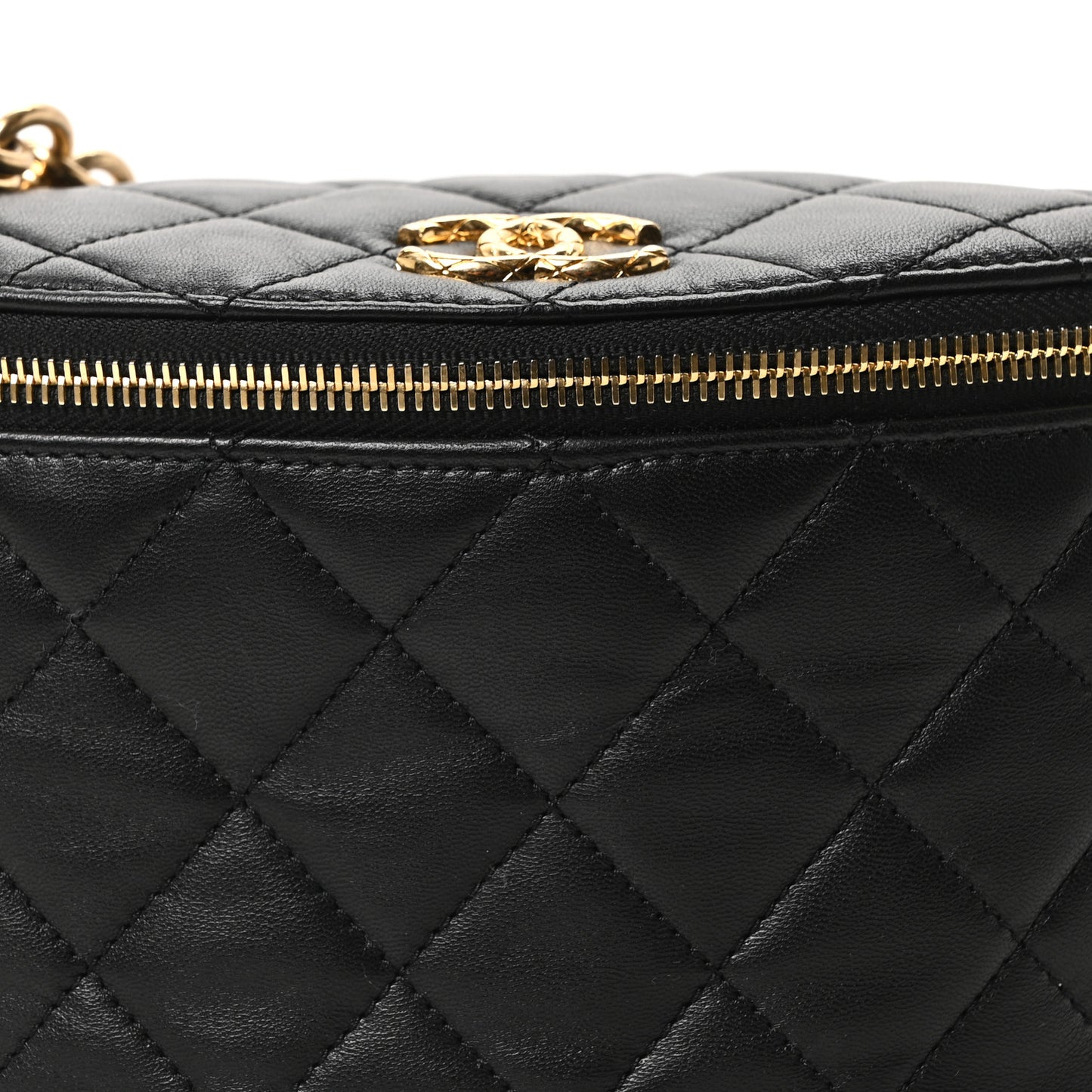 Lambskin Pearl Quilted CC Belt Bag Black