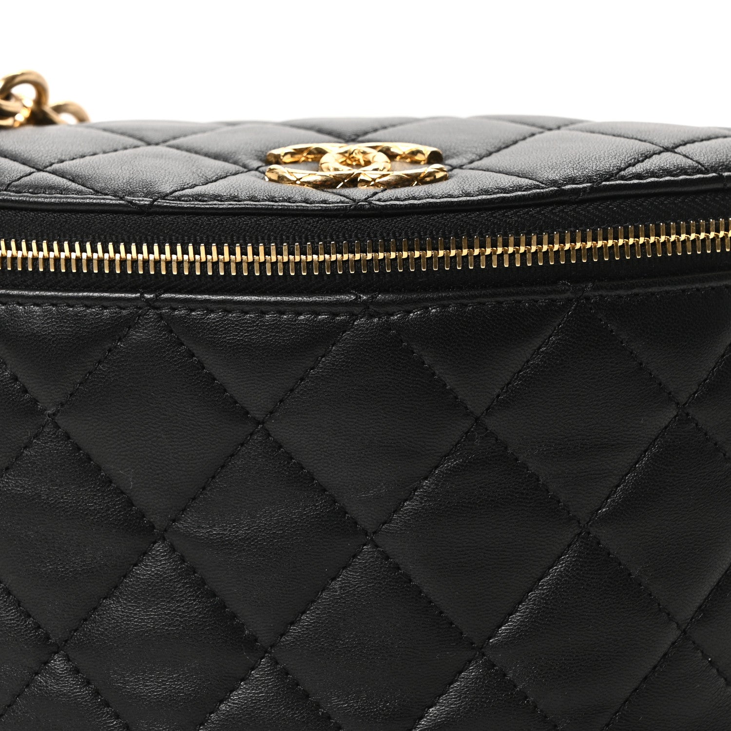 Chanel Lambskin Pearl Quilted CC Belt Bag Black 8 of 10