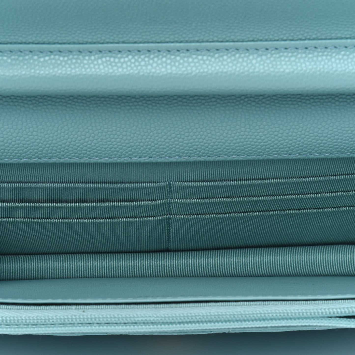 Caviar Quilted Wallet On Chain WOC Light Blue