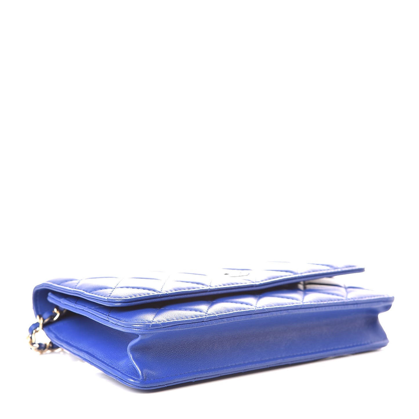Lambskin Quilted Wallet On Chain WOC Dark Blue