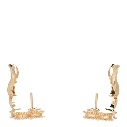Van Cleef & Arpels 18K Yellow Gold Guilloche Vintage Alhambra Earrings 3 of 5