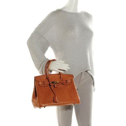 Hermes Ostrich Birkin 30 Gold 10 of 17