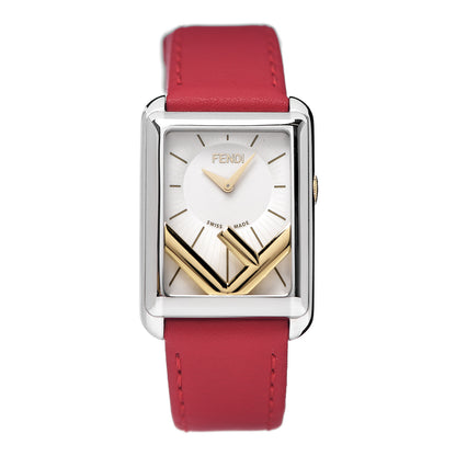 Fendi Stainless Steel Calfskin 22mm Run Away Quartz Watch Red 1 of 7