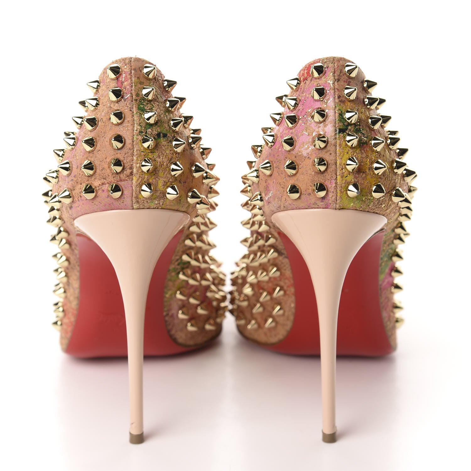 Christian Louboutin Cork Patent Bloom Print Follies Spikes 100 Pumps 39.5 Version Multicolor 5 of 11