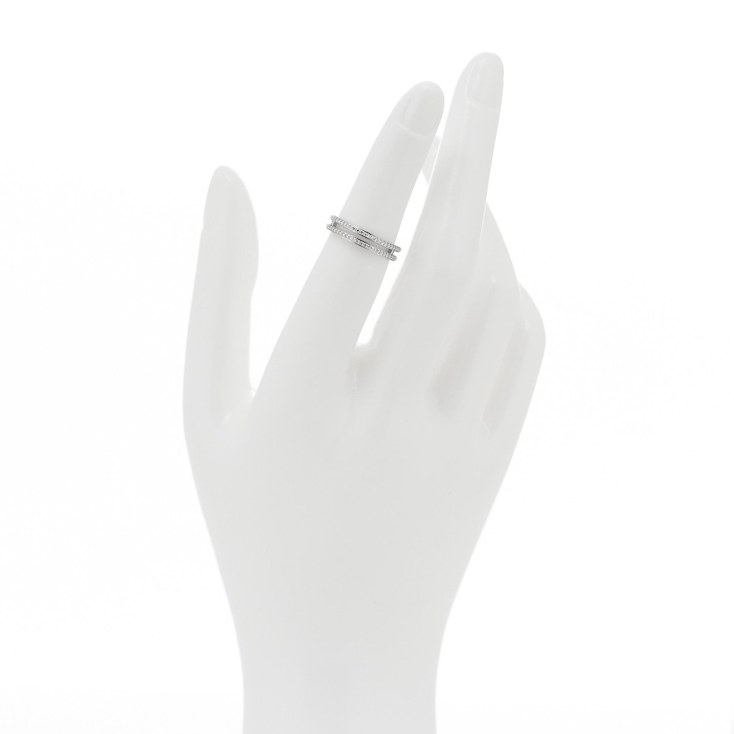 Hermes 18K White Gold Diamond Ariane Wedding Band Ring 50 5.25 2 of 5