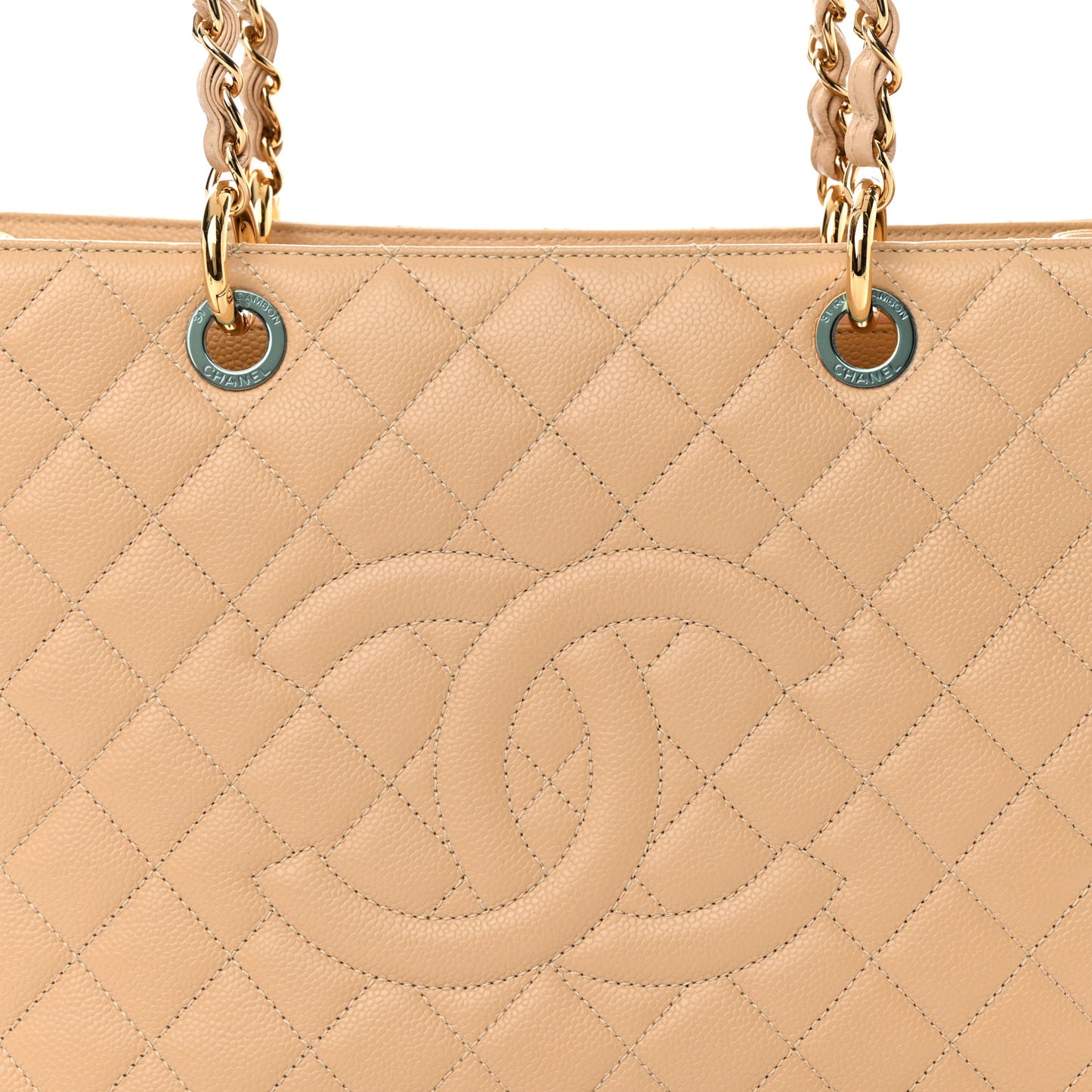 Caviar Quilted Grand Shopping Tote GST Beige Clair