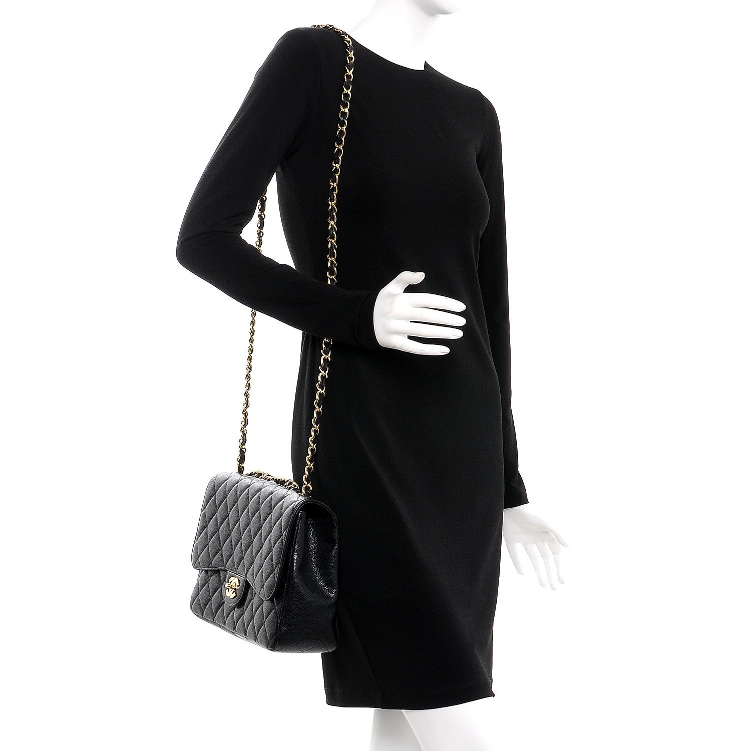 Chanel Caviar Quilted Jumbo Single Flap Black 2 of 12
