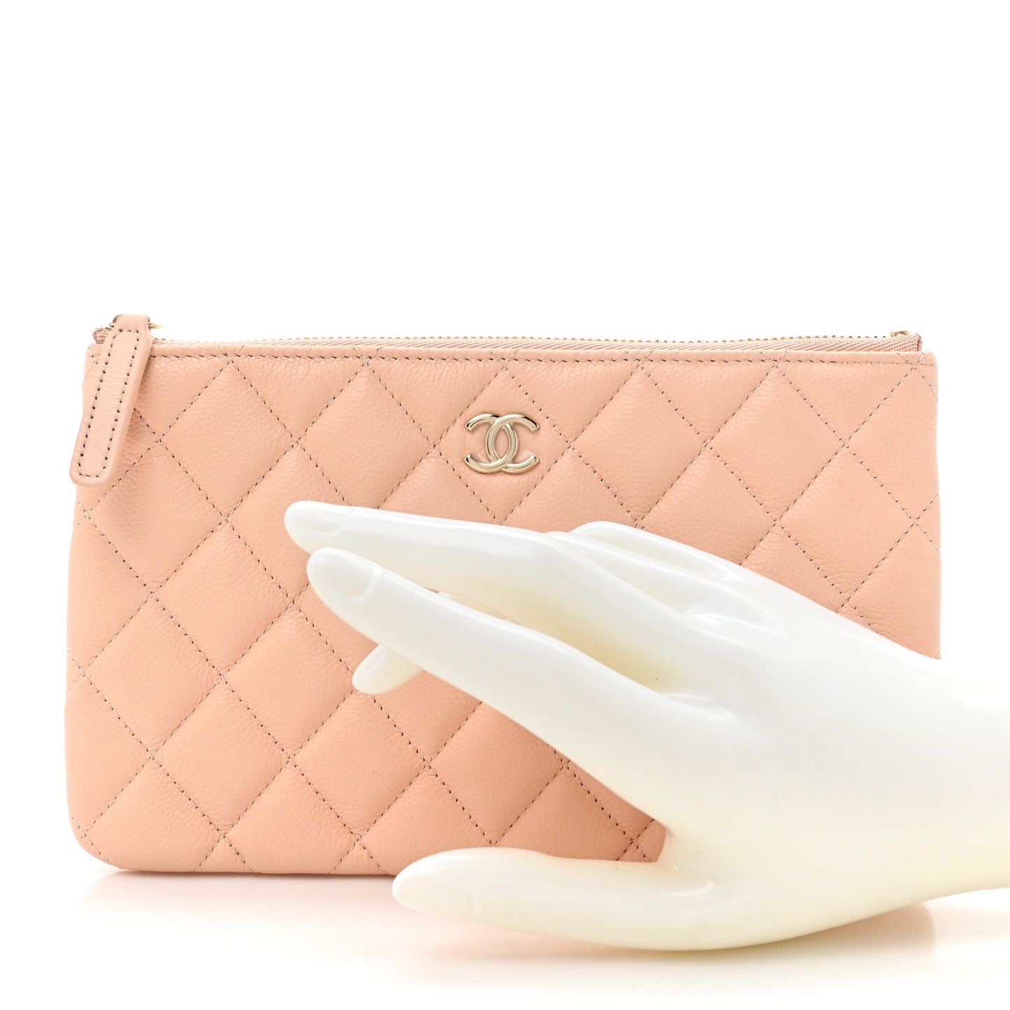 Caviar Quilted Cosmetic Case Beige