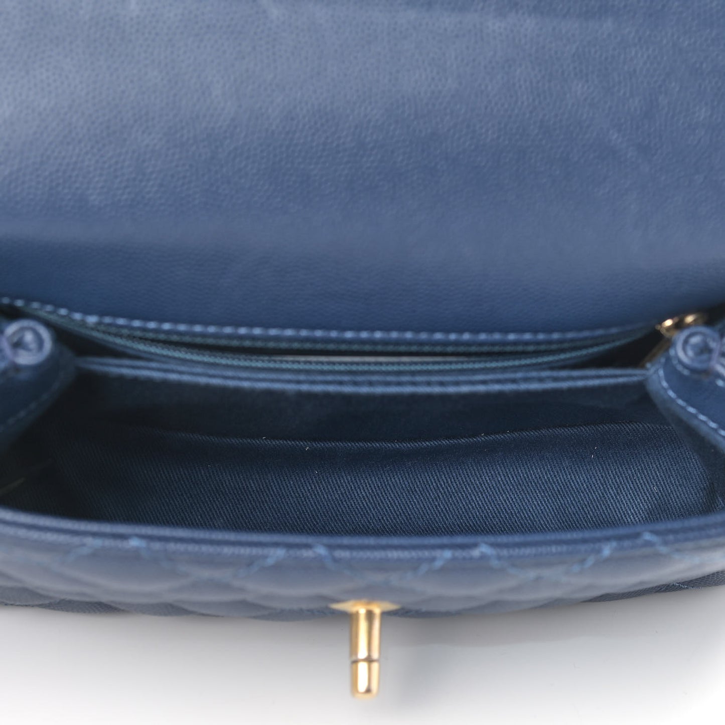 Caviar Quilted Mini Coco Handle Flap Navy Blue