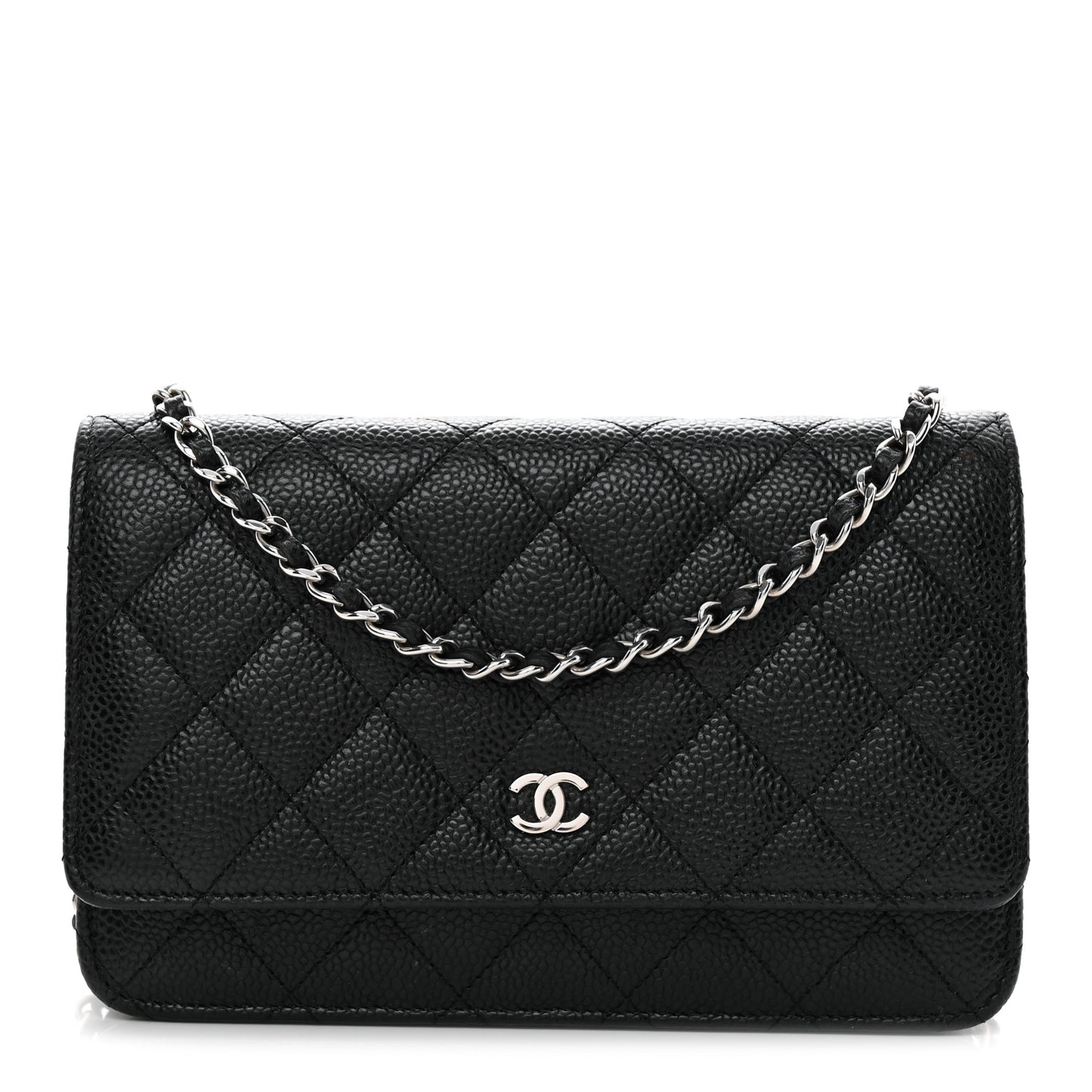 Caviar Quilted Wallet on Chain WOC Black