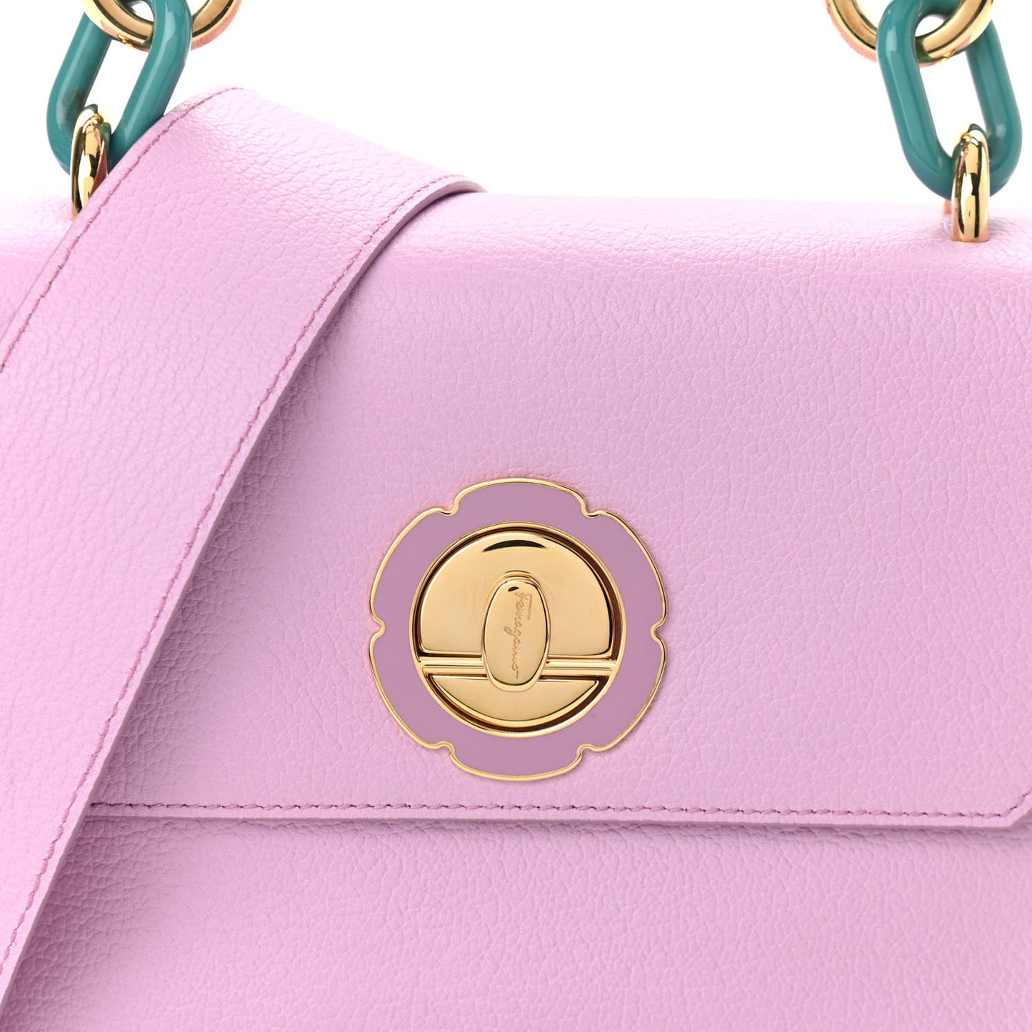 Calfskin Flower Flap Bag Pink