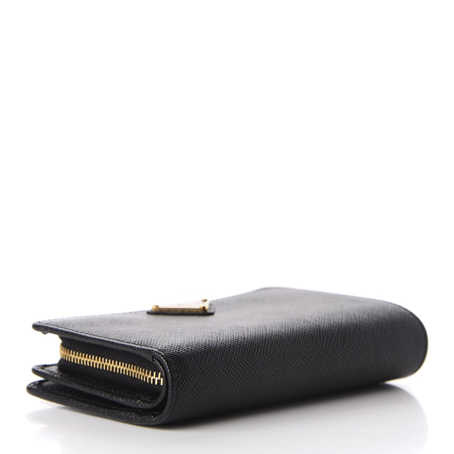 Prada Saffiano Triangle Compact Wallet Black 4 of 9