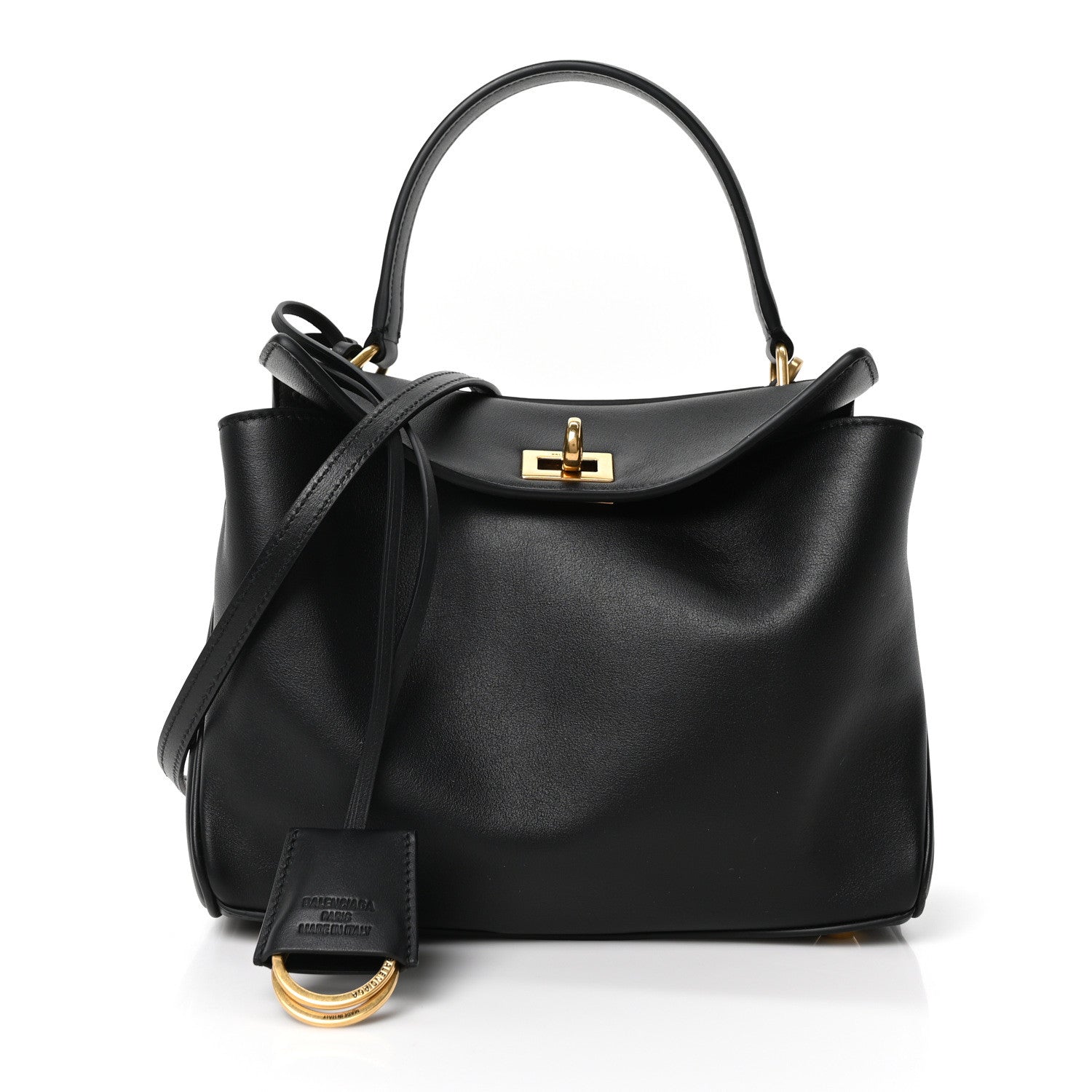 Balenciaga Natural Smooth Calfskin Mini Rodeo Top Handle Handbag Black 1 of 9