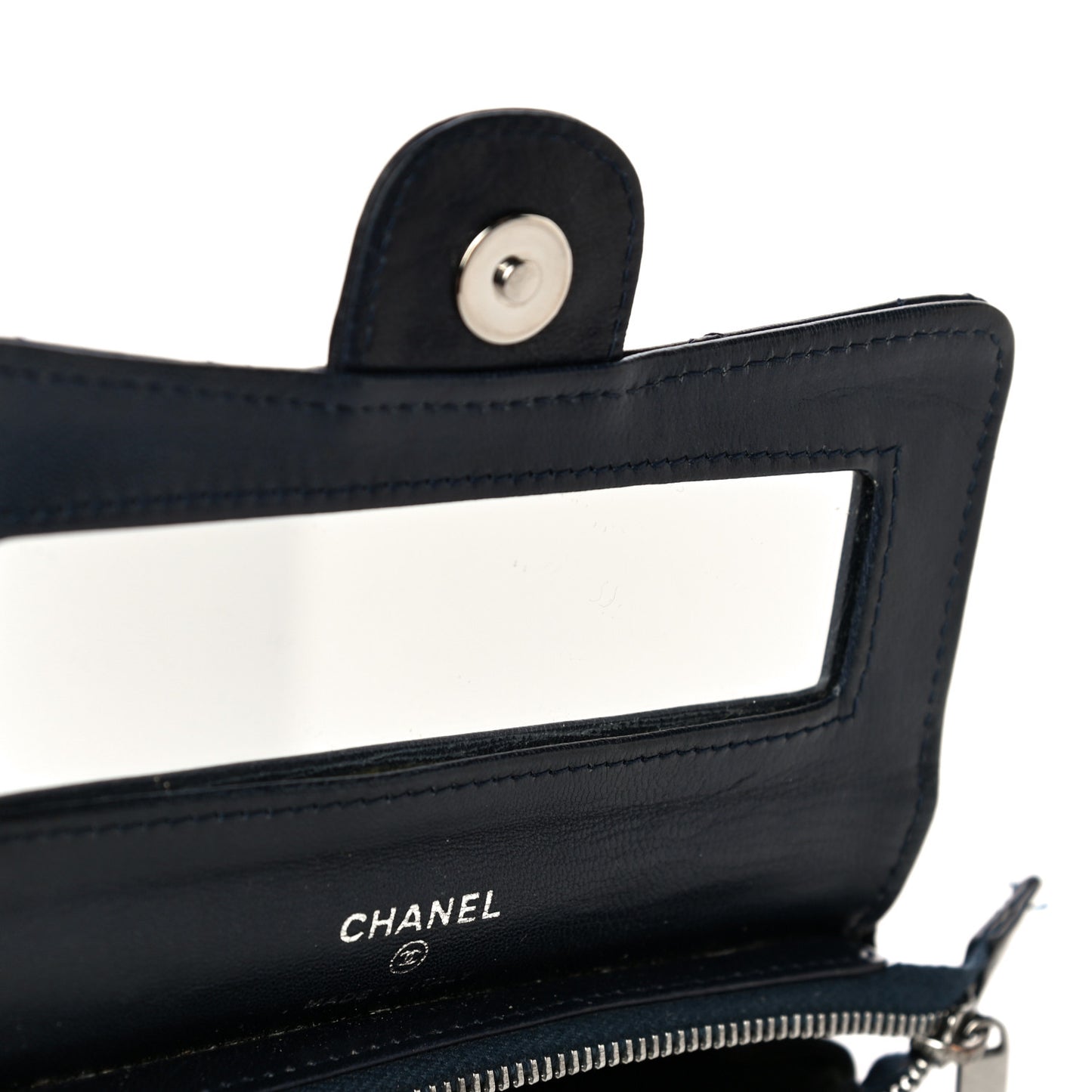 Lambskin Quilted Flap Cosmetic Case Blue