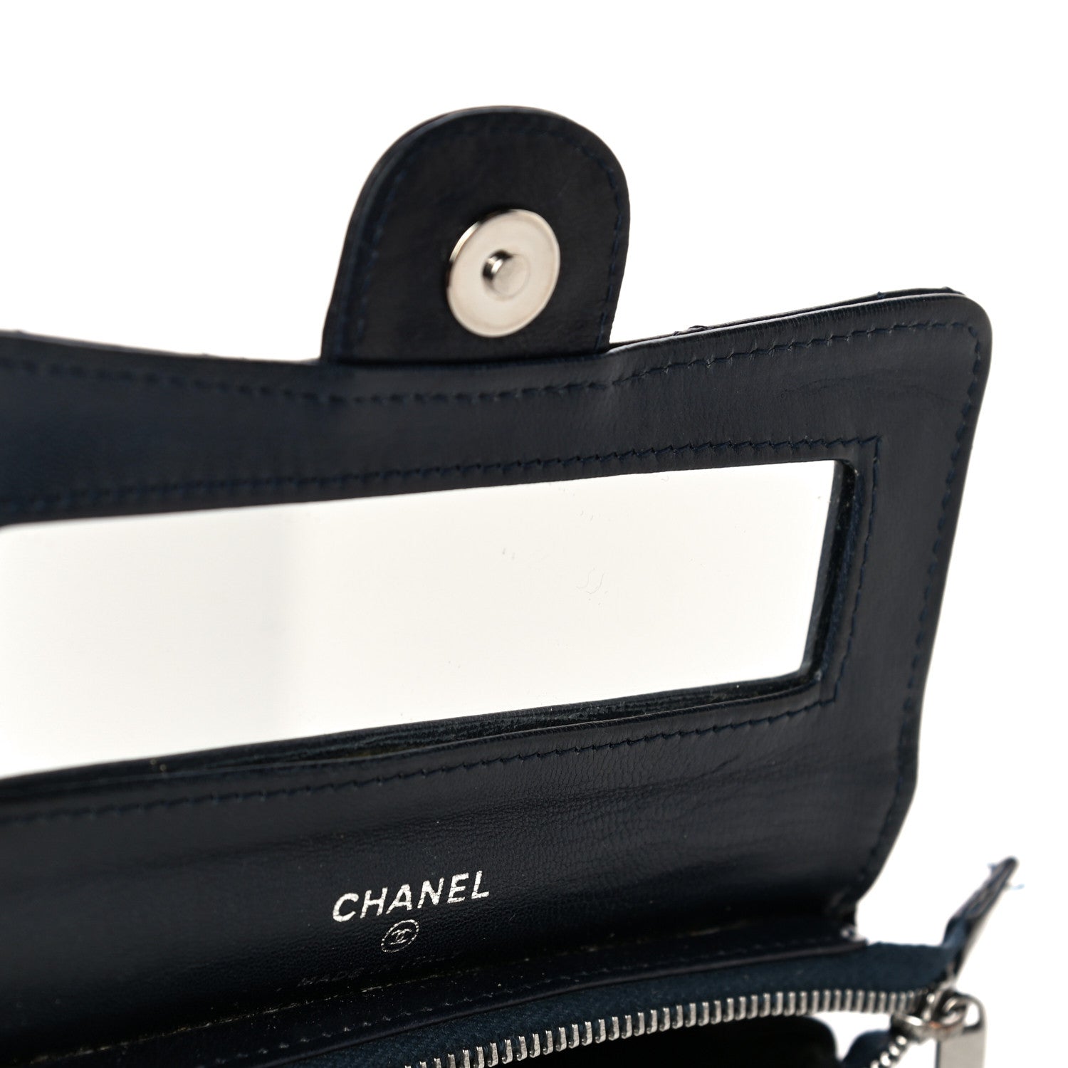 Chanel Lambskin Quilted Flap Cosmetic Case Blue 8 of 11
