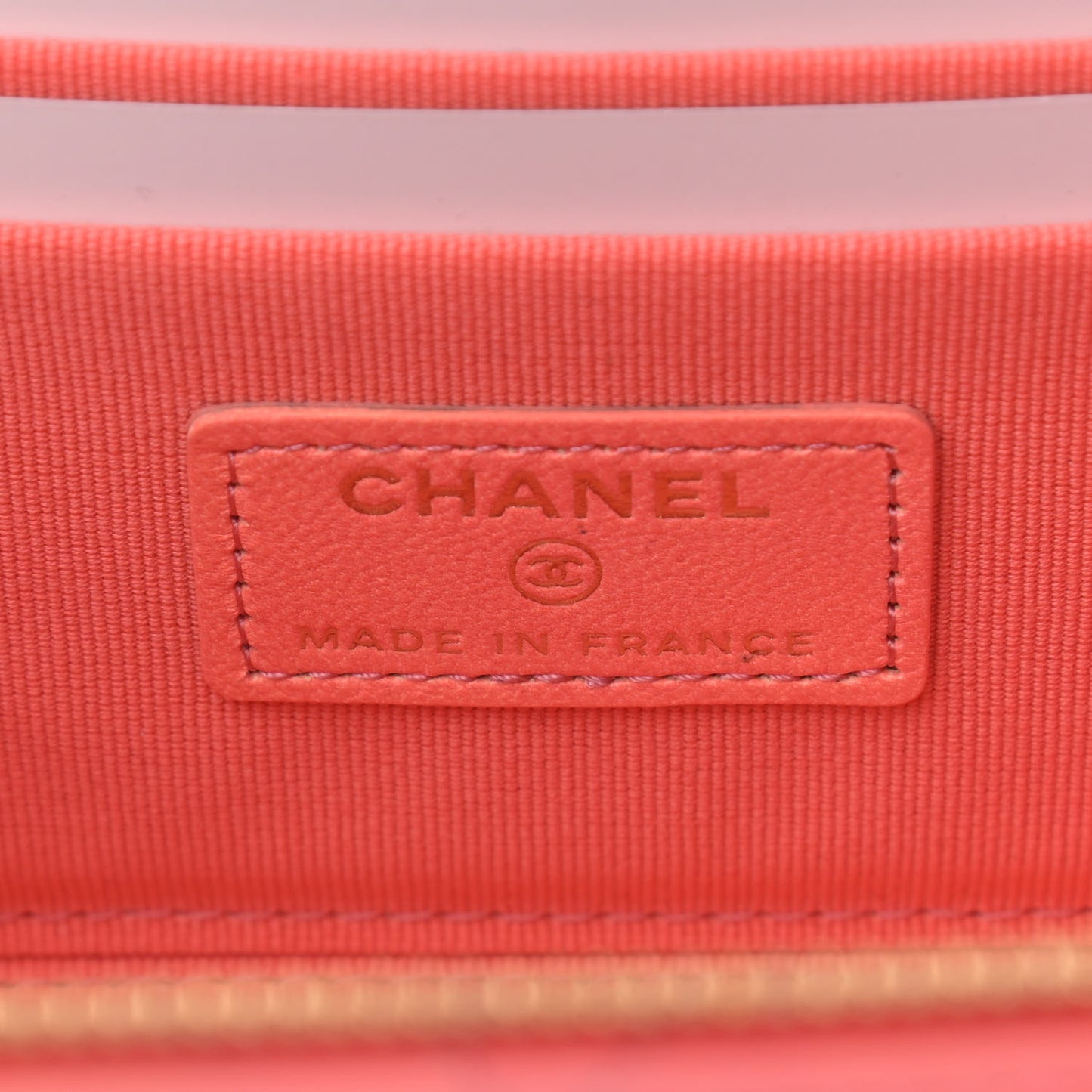 Lambskin Quilted Ombre Small Top Handle Vanity Case With Chain Coral