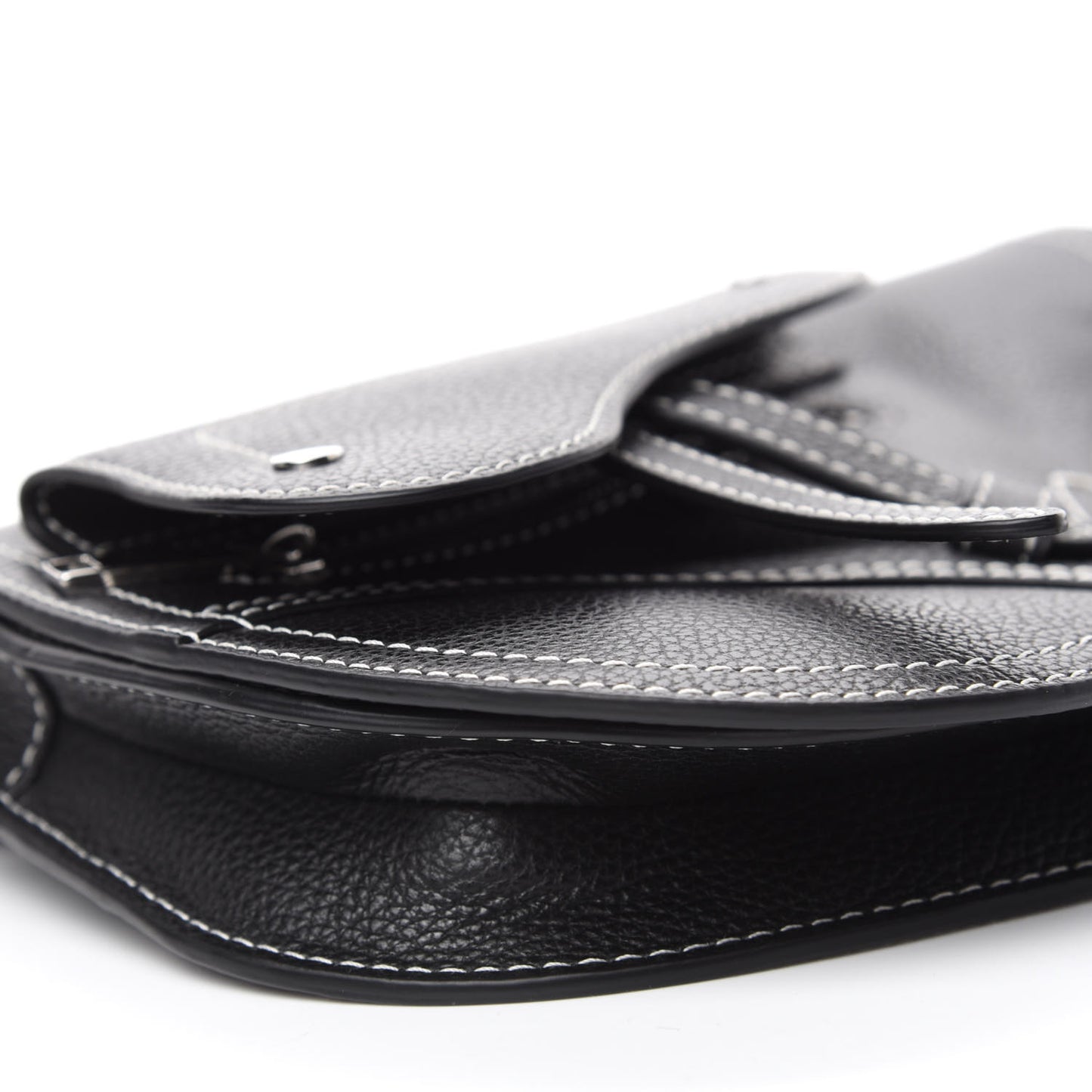 X KAWS Grained Calfskin Saddle Pouch Black