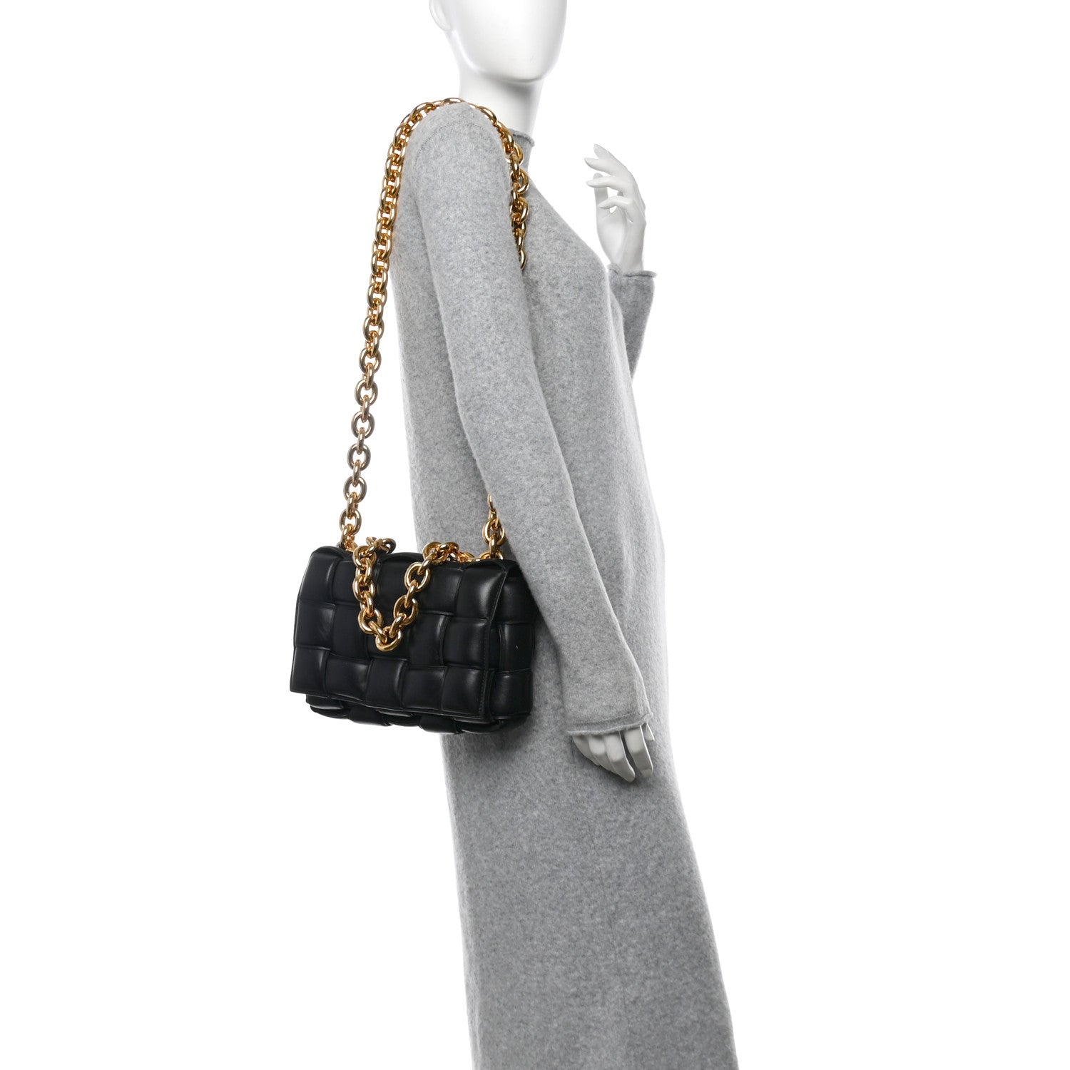 Bottega Veneta Lambskin Maxi Intreccio Padded Chain Cassette Crossbody Bag Black 2 of 11