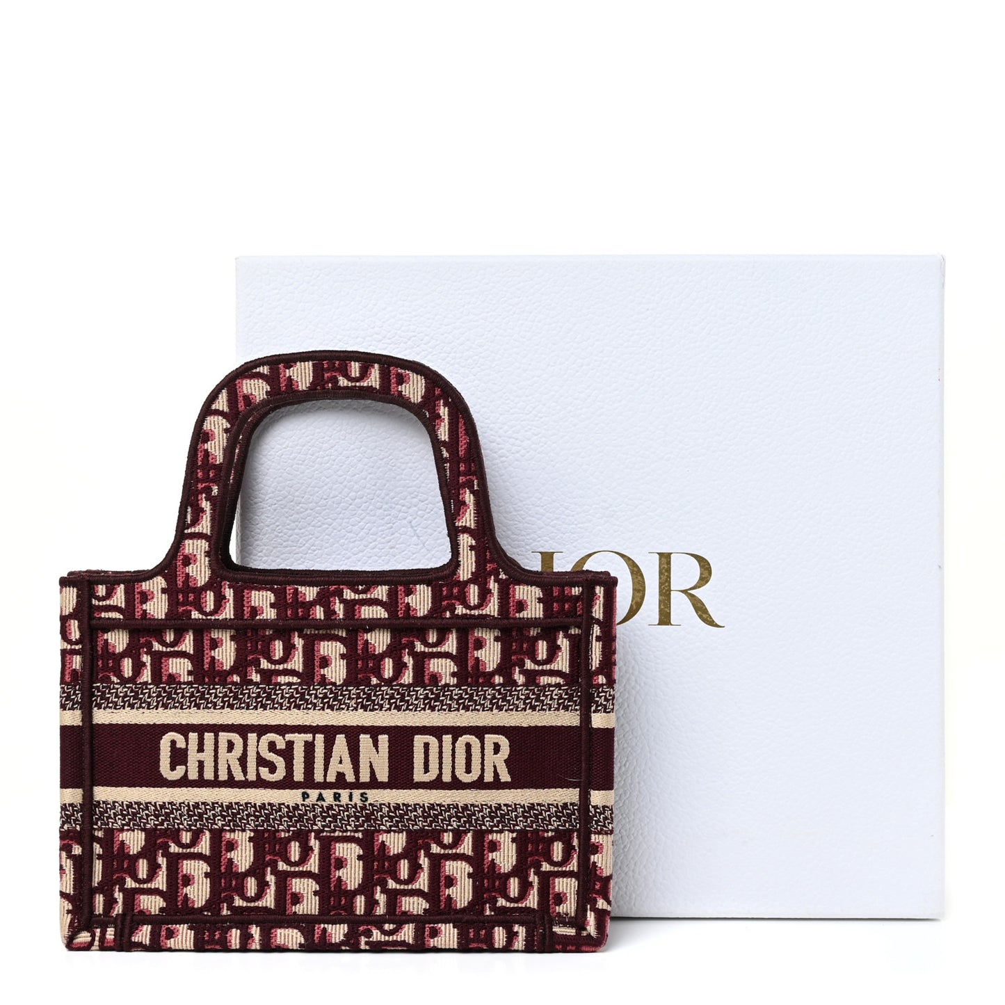 Oblique Mini Book Tote Burgundy Multicolor