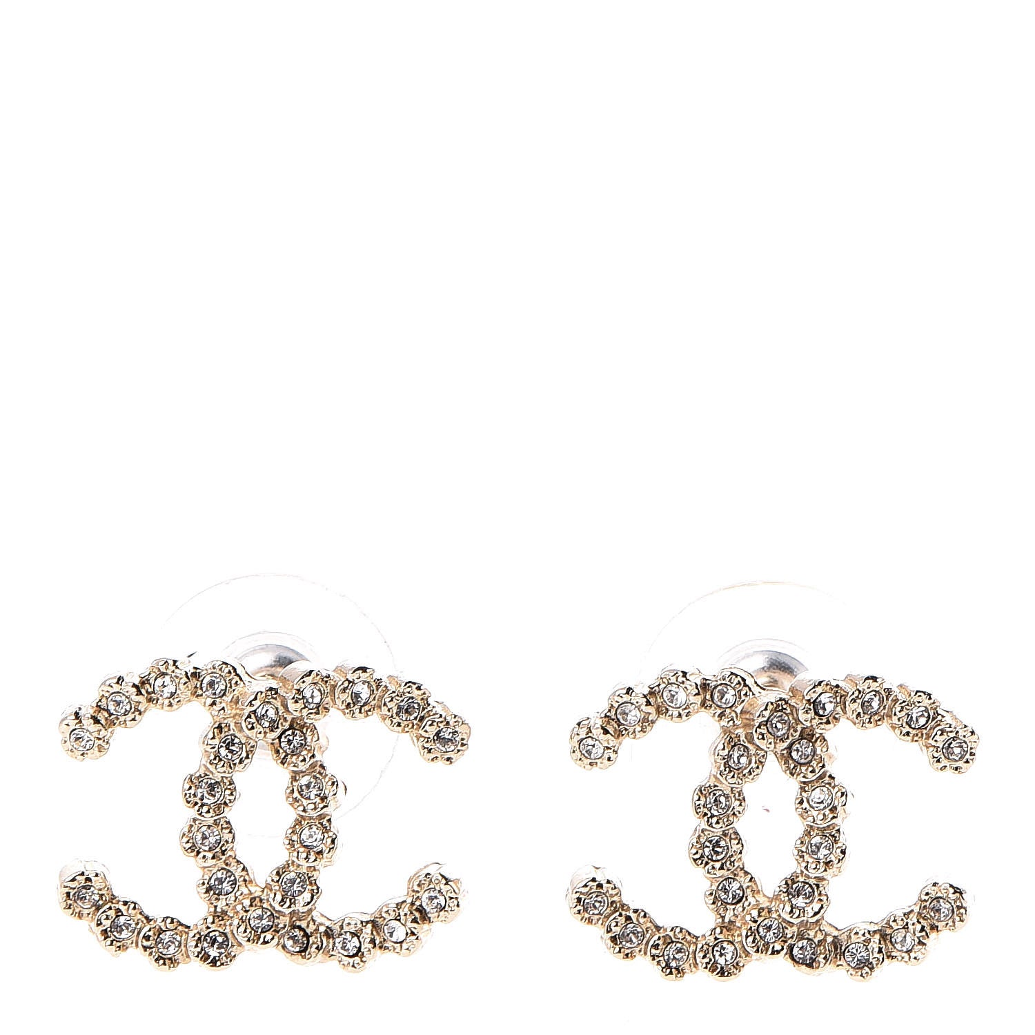 Chanel Crystal CC Earrings Gold 1 of 5