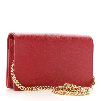 Gucci Dollar Calfskin Mini GG Marmont Chain Wallet Hibiscus Red 3 of 11