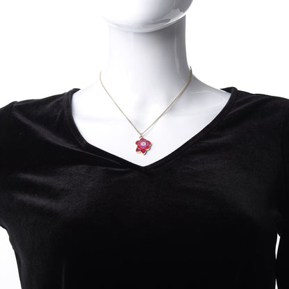 Chanel Enamel CC Camellia Pendant Necklace Gold Multicolor 2 of 5