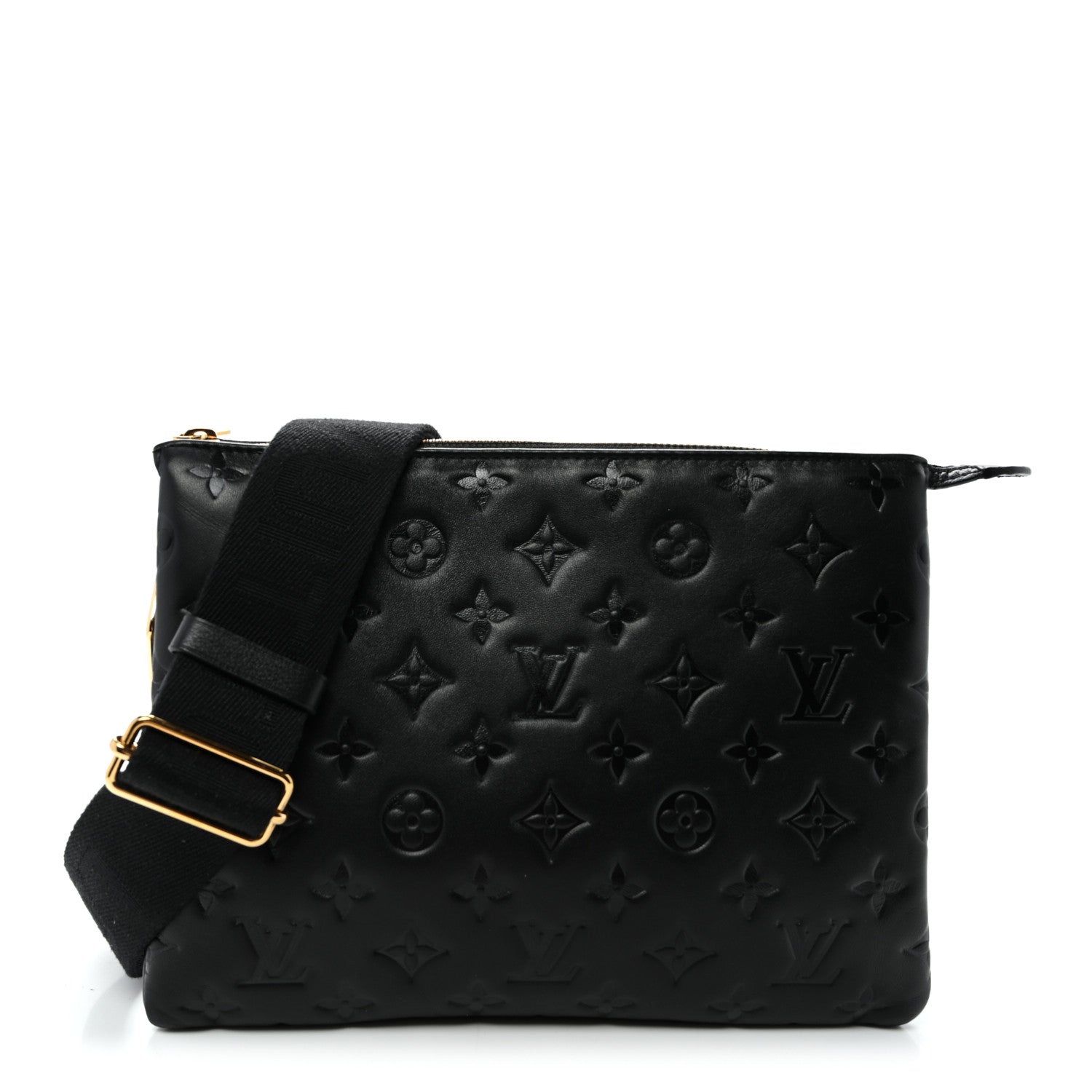 Louis Vuitton ブラック ボディバッグ Louis Vuitton Lambskin Embossed Monogram Coussin PM Black 1886639