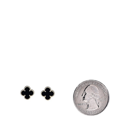 Van Cleef & Arpels 18K Yellow Gold Black Onyx Sweet Alhambra Earrings 2 of 5